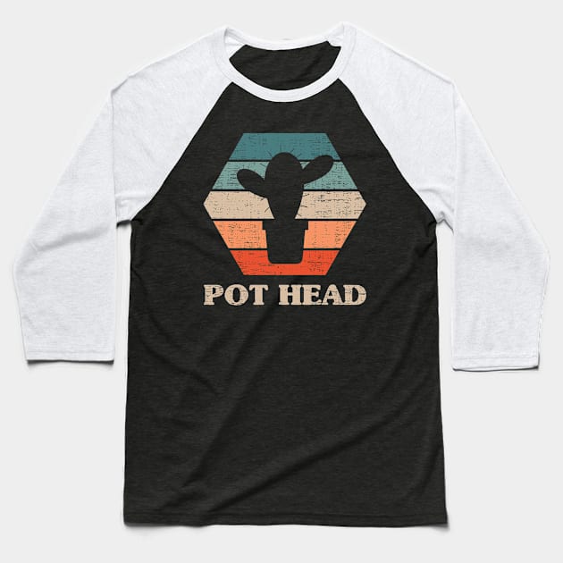 Pot Head Gardener Garden Cactus Retro Baseball T-Shirt by Schwarzweiss